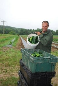 chris with cucumbers